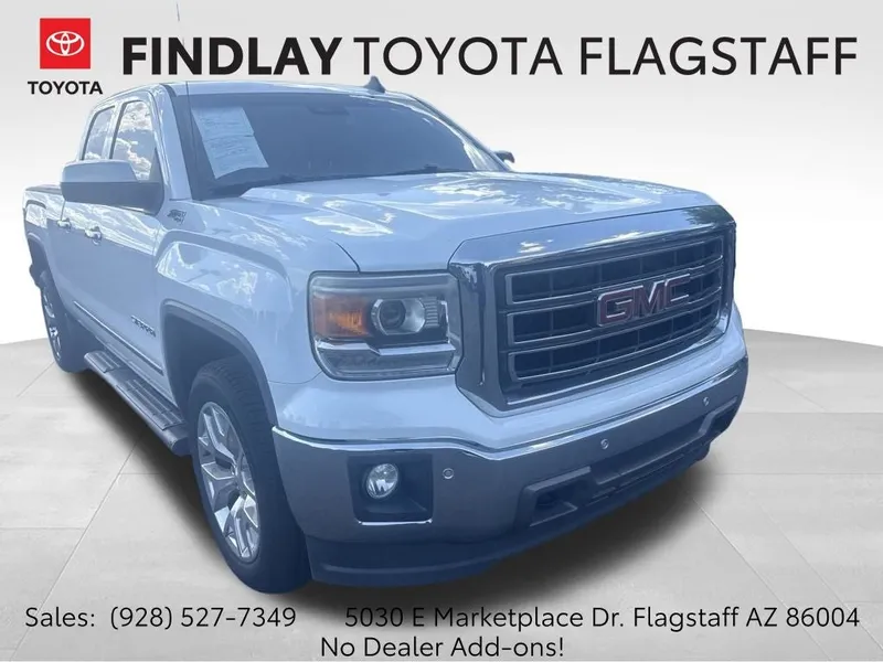 2015 GMC Sierra 1500 SLT in Summit White — front three-quarter view