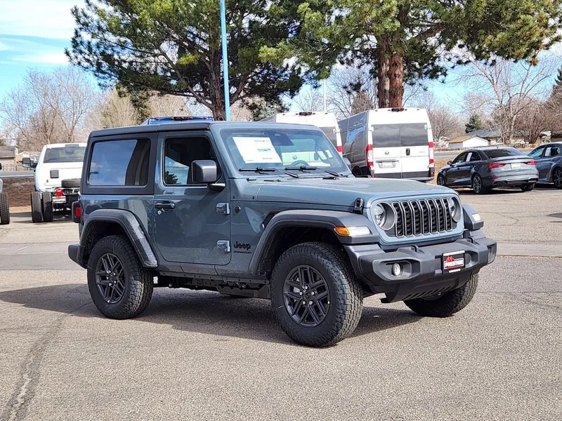 2026 Jeep Wrangler WRANGLER 2-DOOR SPORT S in Anvil Clear-Coat Exterior Paint — front three-quarter view