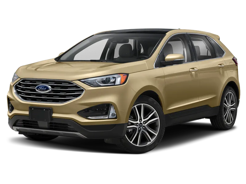 2020 Ford Edge Titanium in Desert Gold Metallic — front three-quarter view