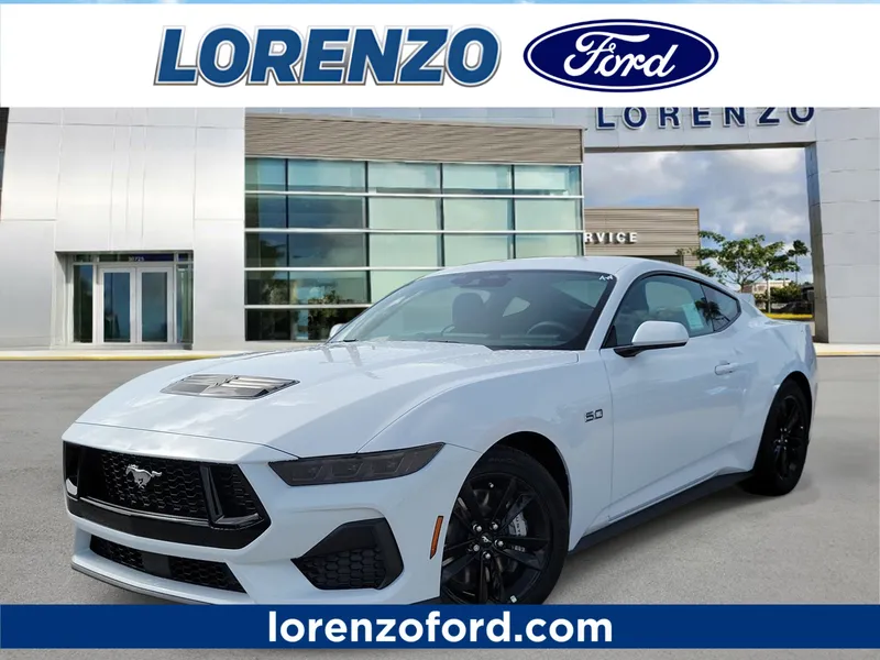 2026 Ford Mustang GT in White — front three-quarter view