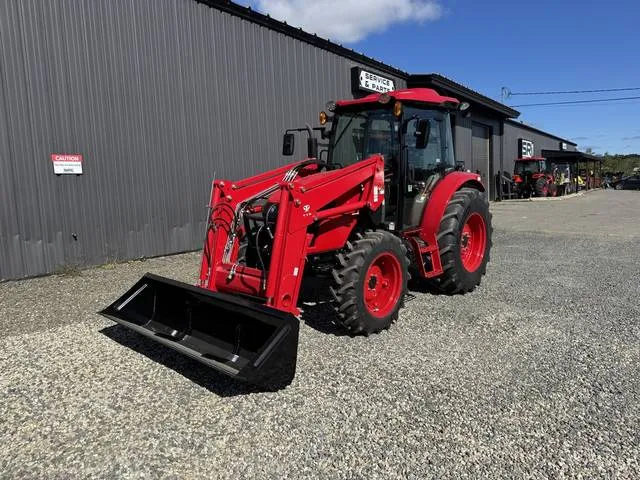 2025 TYM T5075PSC Powershuttle 74HP Tractor w/ Cab & Quick Attach loader — front three-quarter view