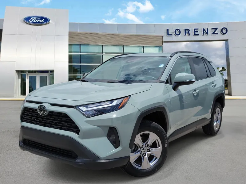 2022 Toyota RAV4 XLE in Lunar Rock — front three-quarter view