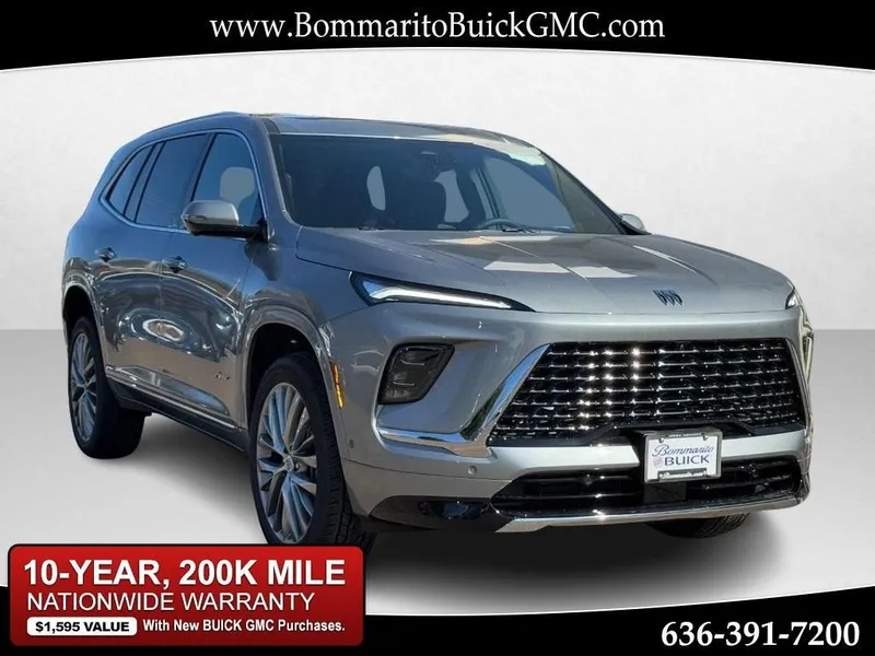 2026 Buick Enclave Avenir in Moonstone Gray Metallic — front three-quarter view