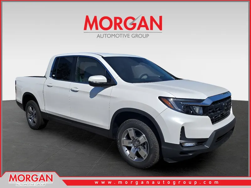 2026 Honda Ridgeline RTL in Platinum White Pearl — front three-quarter view