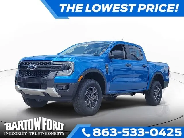 2026 Ford Ranger XLT in Blue Metallic — front three-quarter view