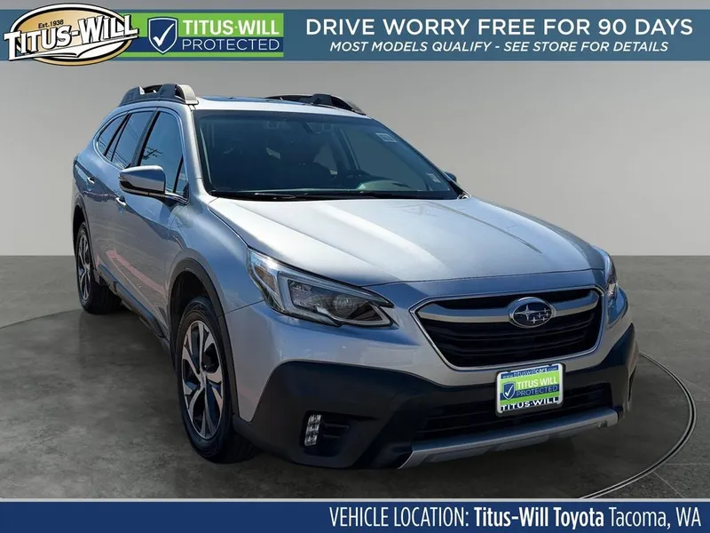 2020 Subaru Outback Limited in Ice Silver Metallic — front three-quarter view