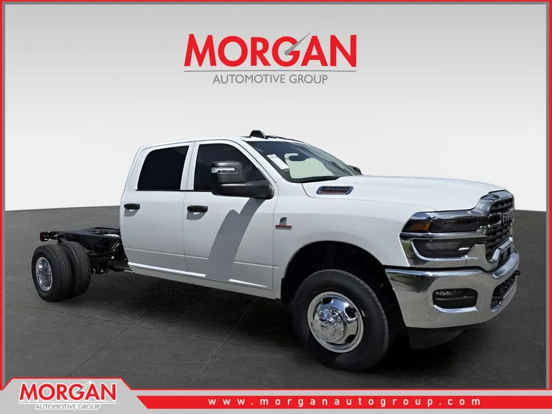 2026 Ram 3500 Tradesman in White — front three-quarter view