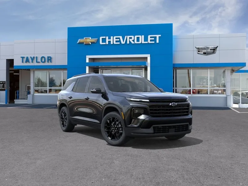 2026 Chevrolet Traverse LT in Mosaic Black Metallic — front three-quarter view