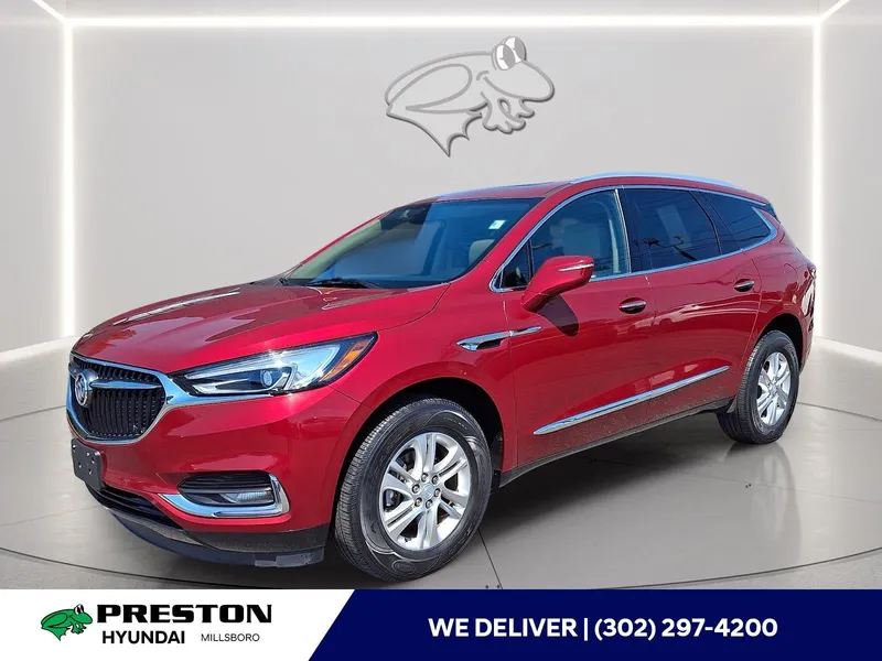 2020 Buick Enclave Essence in Red Quartz Tintcoat — front three-quarter view