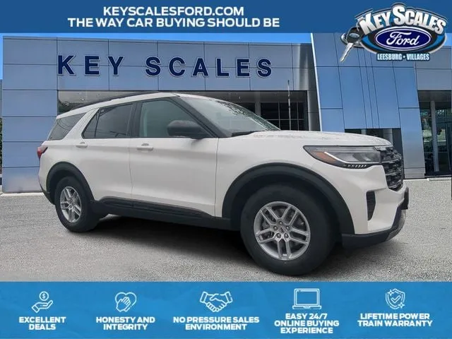 2026 Ford Explorer Active in White Metallic — front three-quarter view