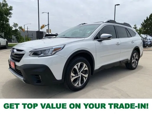 2020 Subaru Outback Touring XT in Crystal White Pearl — front three-quarter view