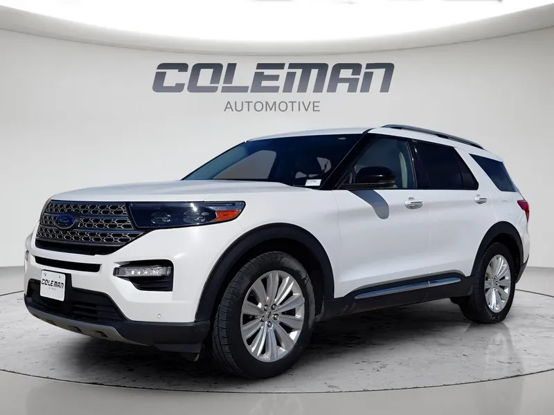 2020 Ford Explorer Limited in Star White Metallic Tri-Coat — front three-quarter view