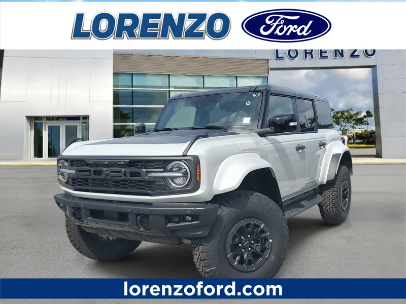 2026 Ford Bronco Raptor in Avalanche Gray — front three-quarter view