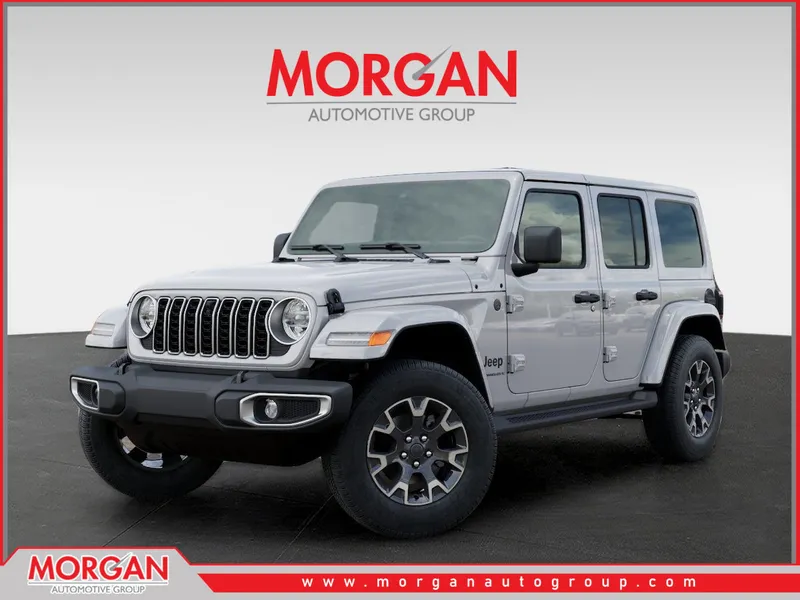 2026 Jeep Wrangler Sahara in White/off-white — front three-quarter view