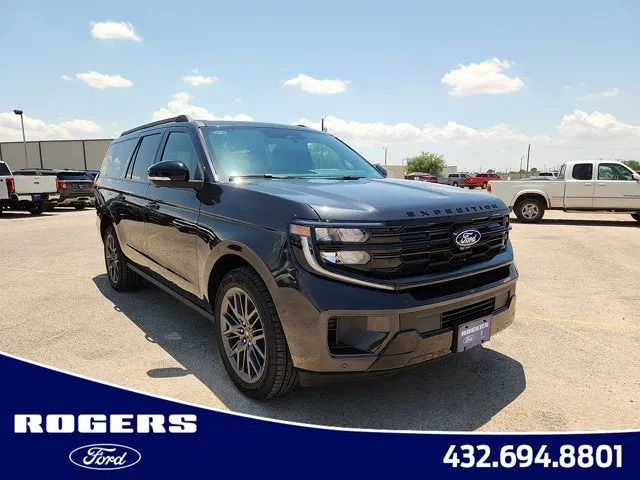 2027 Ford Expedition Max Platinum in Dark Matter Gray Metallic — front three-quarter view