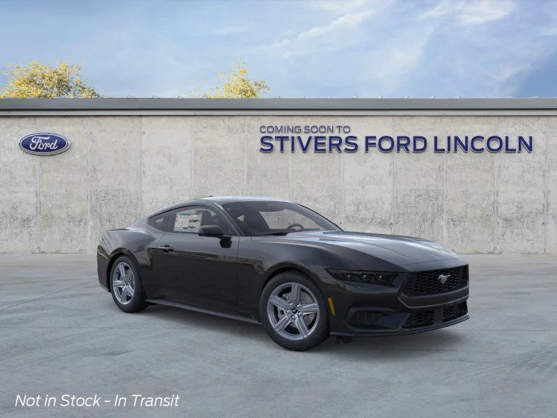 2026 Ford Mustang EcoBoost in Shadow Black — front three-quarter view