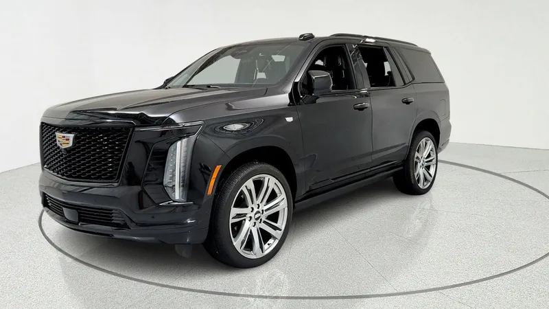 2025 Cadillac Escalade Sport Platinum in Black Raven — front three-quarter view