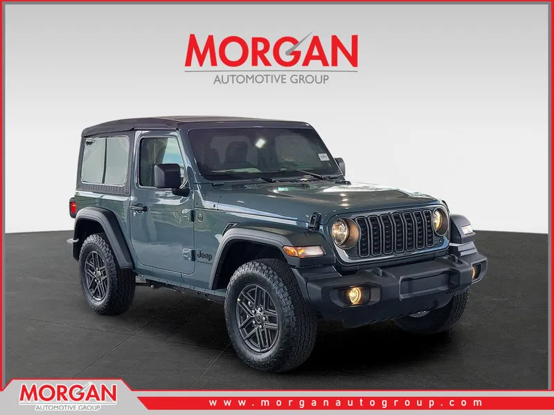 2026 Jeep Wrangler Sport S in Anvil Clearcoat — front three-quarter view