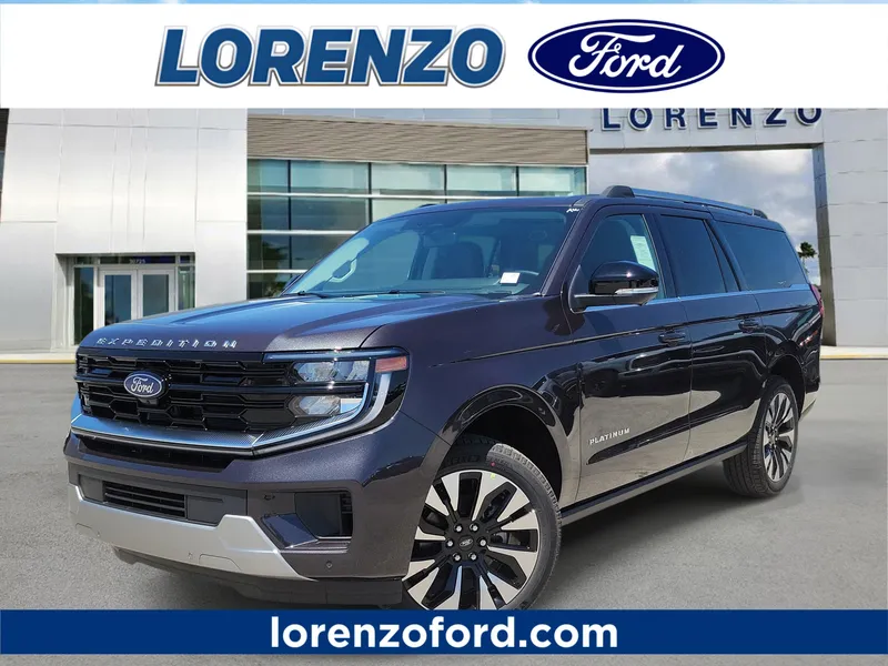 2026 Ford Expedition Max Platinum in Dark Matter Gray Metallic — front three-quarter view