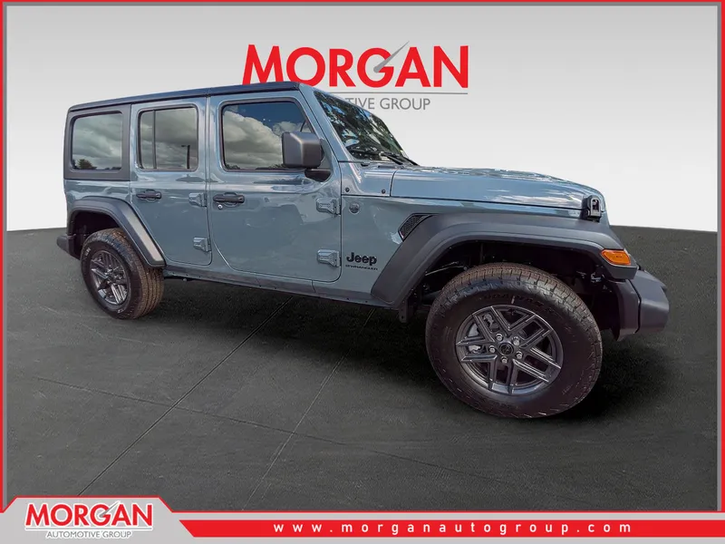 2026 Jeep Wrangler Sport S in Gray — front three-quarter view