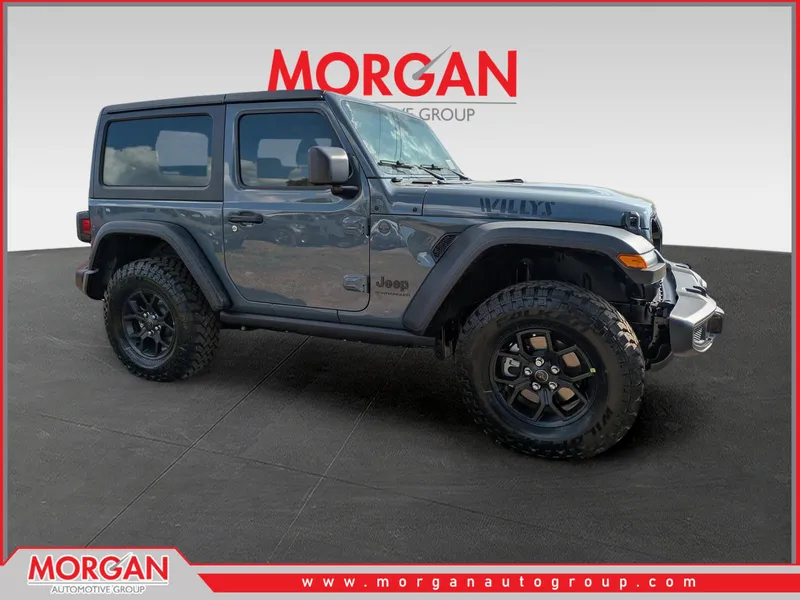 2026 Jeep Wrangler Willys in Gray — front three-quarter view