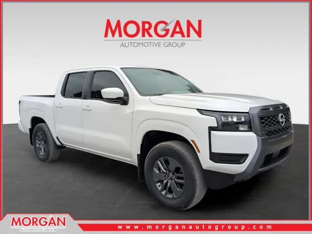 2026 Nissan Frontier SV in White — front three-quarter view