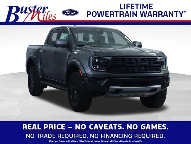 2026 Ford Ranger Raptor in Carbonized Gray Metallic — front three-quarter view