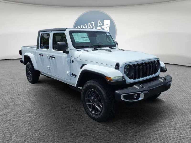 2026 Jeep Gladiator Sport S in Bright White Clearcoat — front three-quarter view