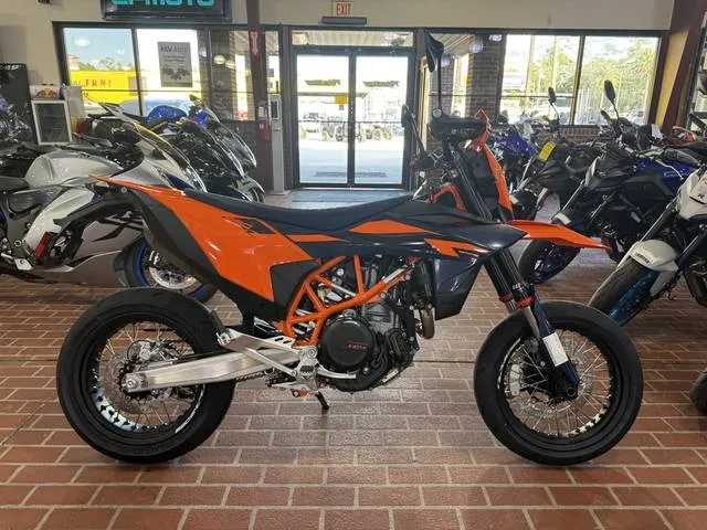 2026 KTM 690 SMC R — front three-quarter view