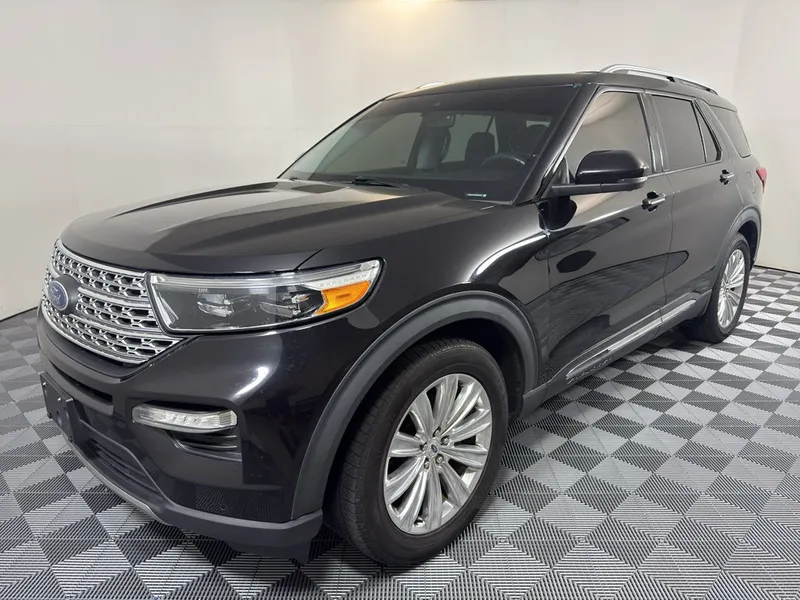 2021 Ford Explorer Limited in Black — front three-quarter view