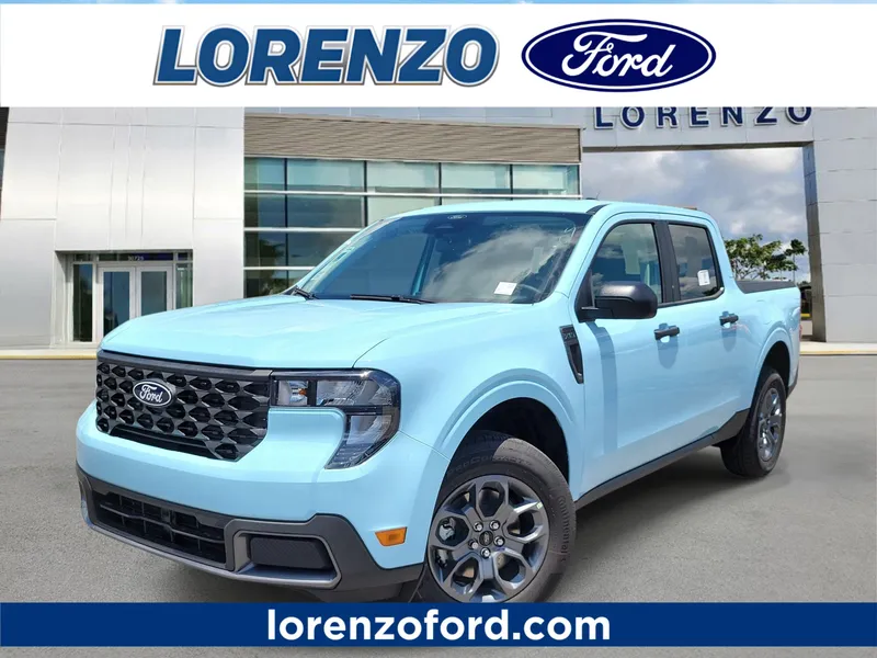2026 Ford Maverick XLT in Light Blue — front three-quarter view