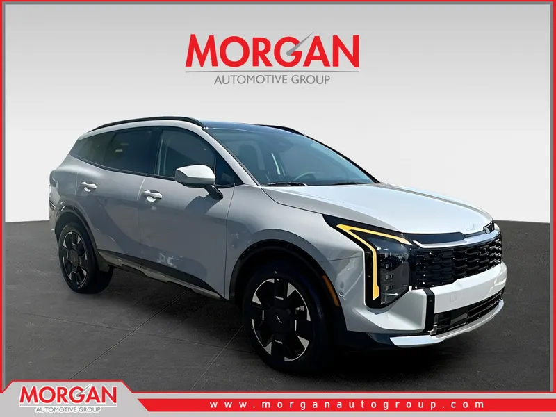 2026 Kia Sportage Hybrid SX-Prestige in Gray — front three-quarter view