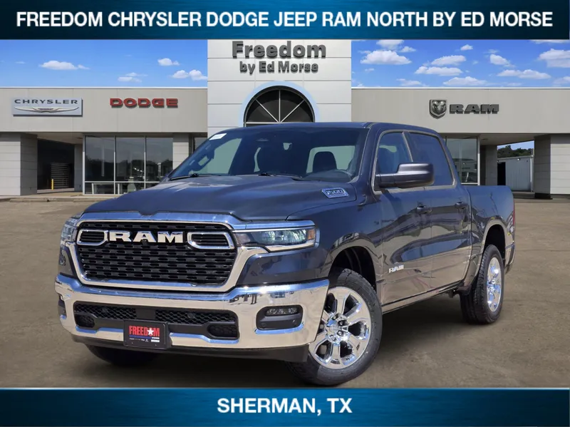 2026 RAM Ram 1500 RAM 1500 BIG HORN CREW CAB 4X2 5'7' BOX in Forged Blue Metallic Exterior Paint — front three-quarter view
