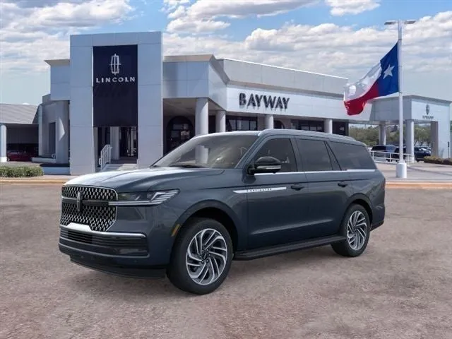 2026 Lincoln Navigator Premiere in Flight Blue Metallic Clearcoat — front three-quarter view