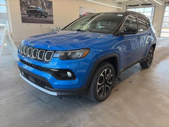 2023 Jeep Compass Limited 4x4 in Laser Blue Pearlcoat — front three-quarter view