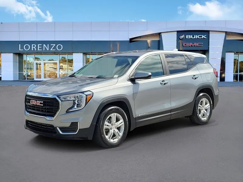 2024 GMC Terrain SLE in Sterling Metallic — front three-quarter view