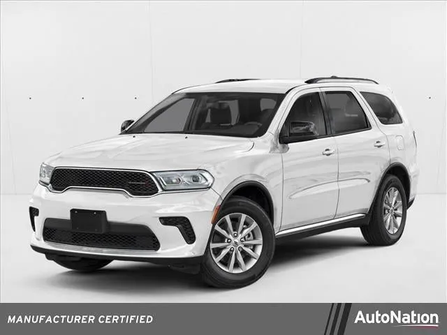 2025 Dodge Durango GT Plus AWD in White Knuckle Clearcoat — front three-quarter view