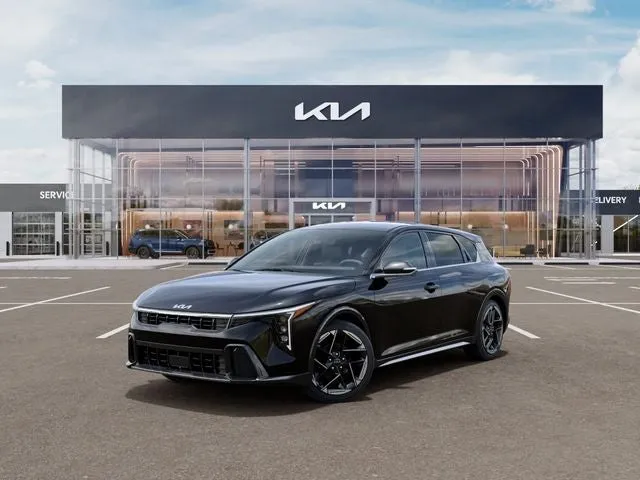 2026 Kia K4 GT-Line in Aurora Black Pearl — front three-quarter view