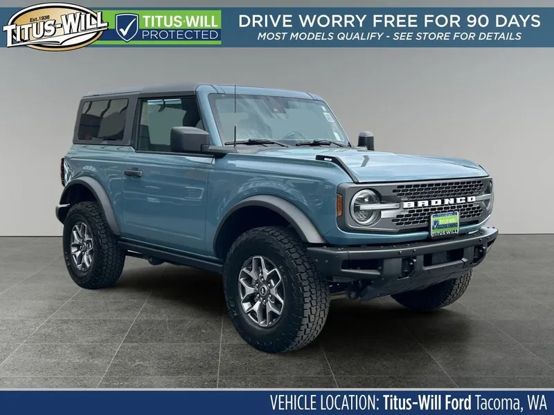 2022 Ford Bronco Badlands in Area 51 — front three-quarter view