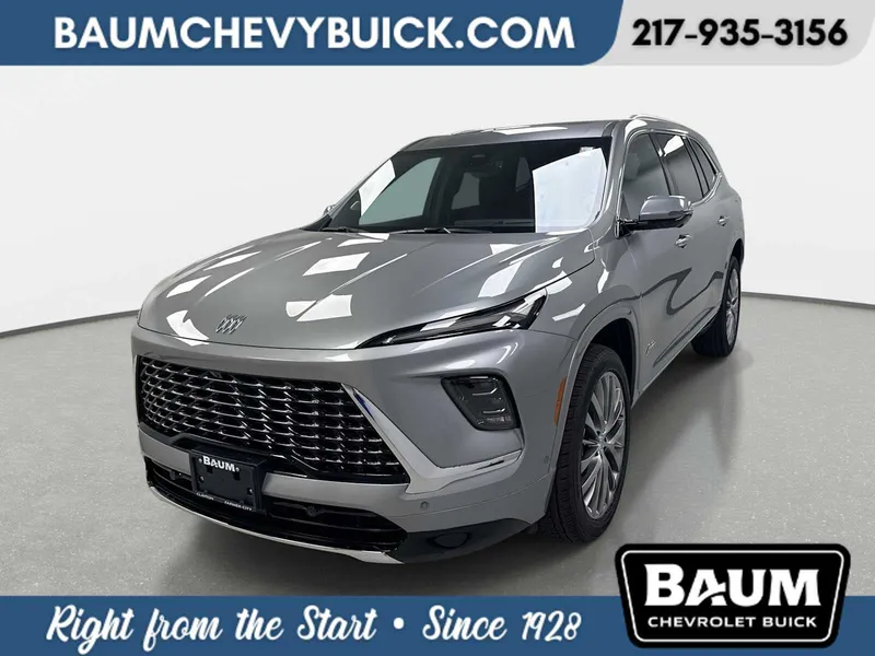 2026 Buick Enclave Avenir in Moonstone Gray Metallic — front three-quarter view