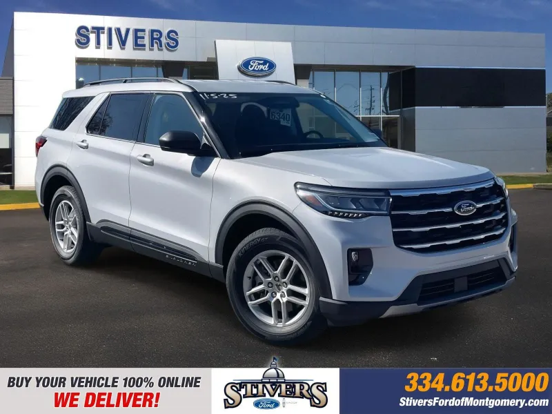 2026 Ford Explorer Active in Space White Metallic — front three-quarter view