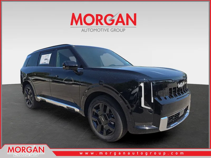2027 Kia Telluride Hybrid SX-Prestige in Ebony Black — front three-quarter view