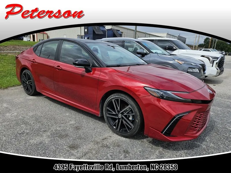 2025 Toyota Camry XSE in Red — front three-quarter view