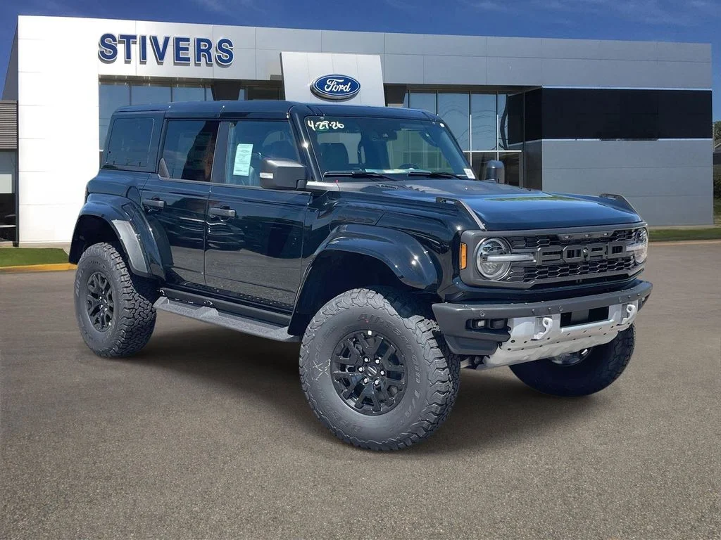 2026 Ford Bronco Raptor in Shadow Black — front three-quarter view