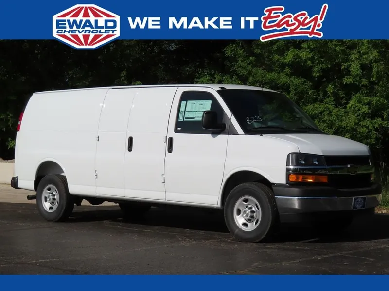2026 Chevrolet Express 3500 Work Van Cargo in Summit White — front three-quarter view