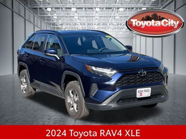2024 Toyota RAV4 XLE in Blueprint — front three-quarter view