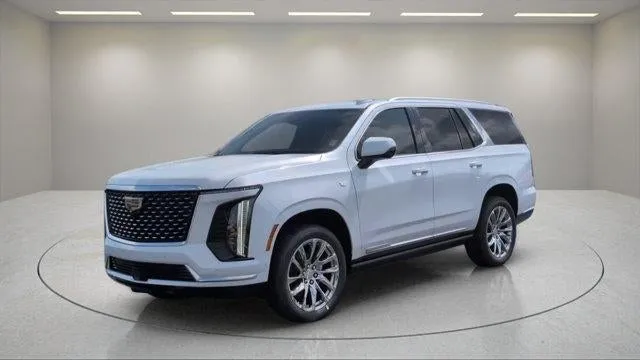 2026 Cadillac Escalade Luxury in Vibrant White Tricoat — front three-quarter view