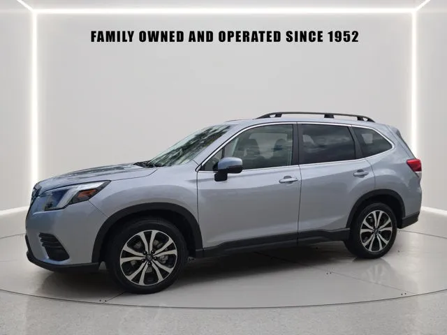 2023 Subaru Forester Limited in Ice Silver Metallic — front three-quarter view