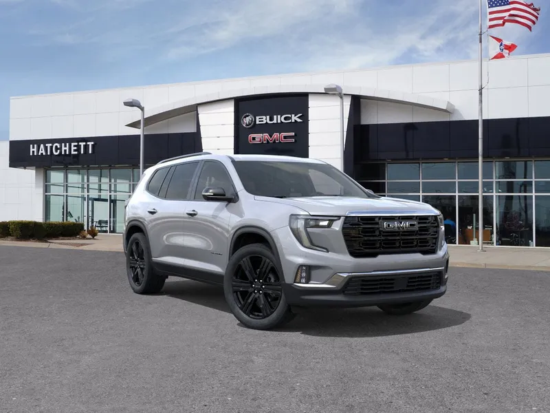 2026 GMC Acadia Elevation in Sterling Metallic — front three-quarter view