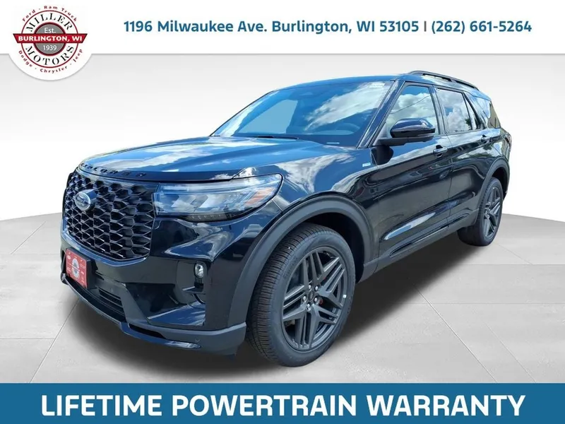 2026 Ford Explorer ST-Line in Black — front three-quarter view